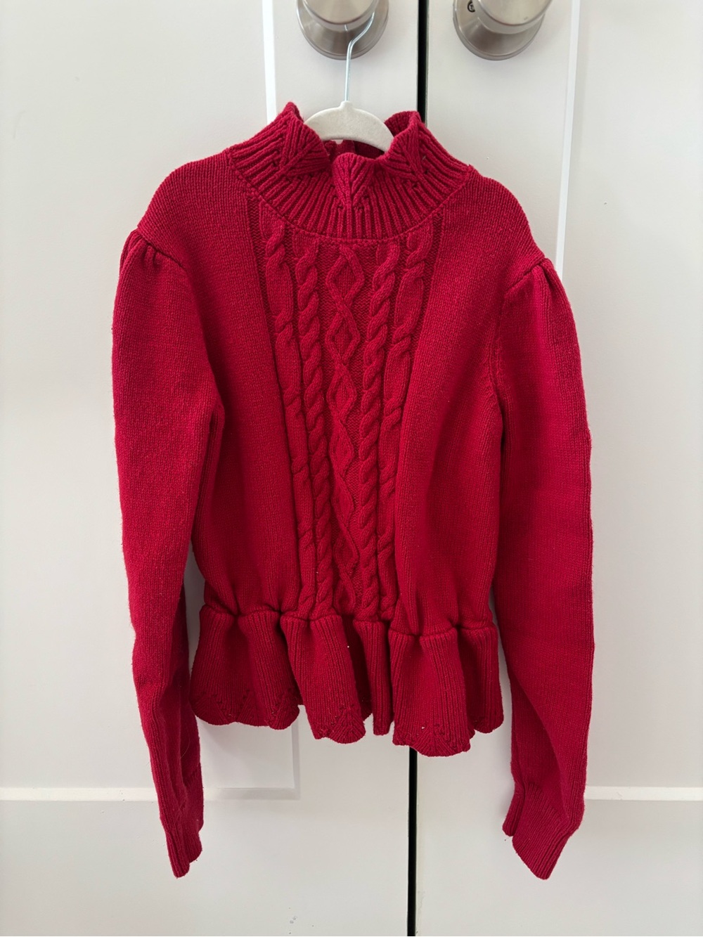 Janie & Jack Girls Red Cable-knit Peplum Sweater